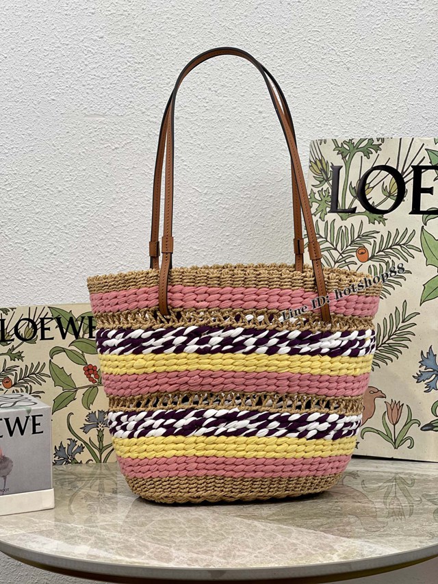 Loewe專櫃羅意威經典大象草手工編織包Basket Tote籃子手袋手提包 10125 lyw1186